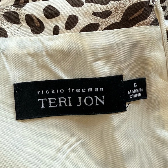 Rickie Freeman Teri Jon Silk wool sleeveless Leopard Animal Print Dress Size 6 - Picture 4 of 7